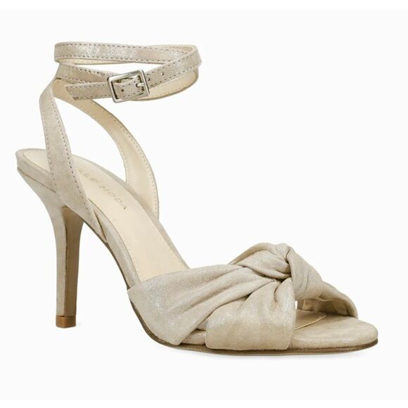 Pelle Moda Sandals Size 6.5 Metallic Gold‎ Shimmery Open Toe Ankle Strap Heels - Picture 1 of 10